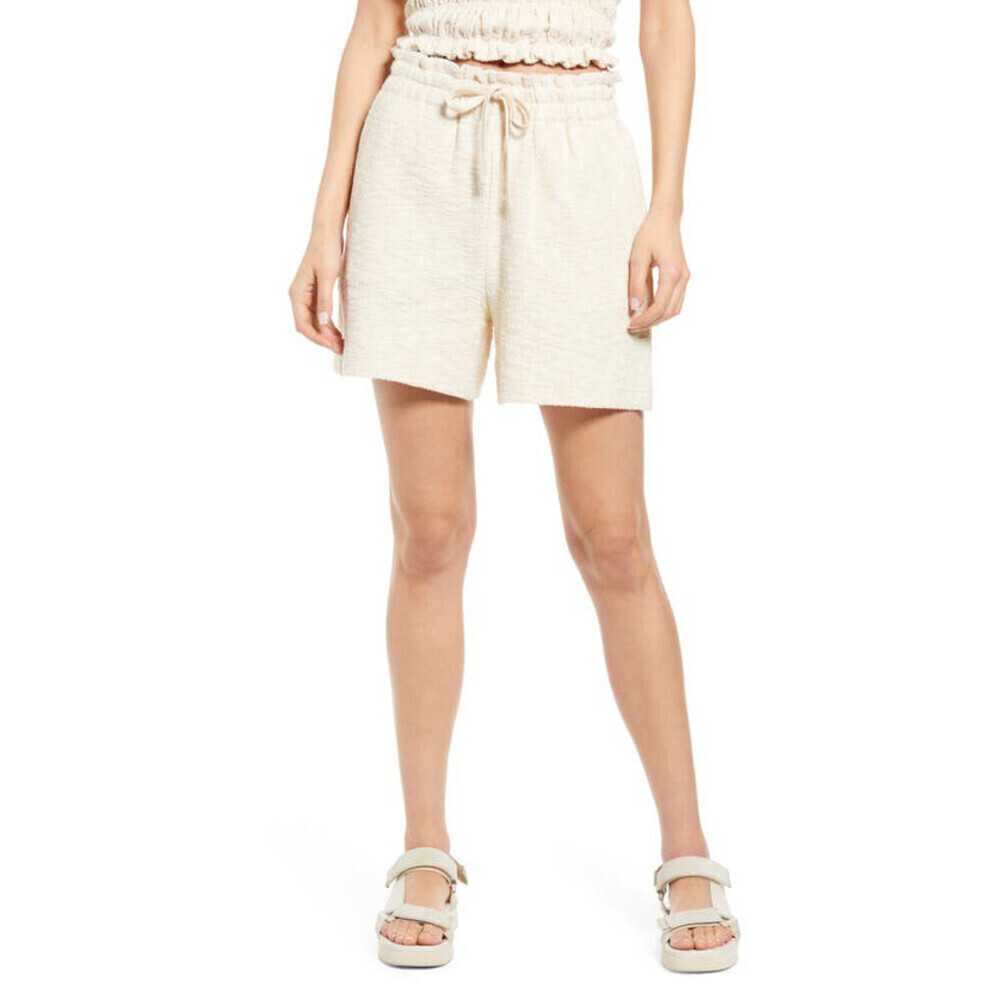 CURRENT AIR Woman's Cotton Drawstring Shorts In Ivory Size M Thick Material $89